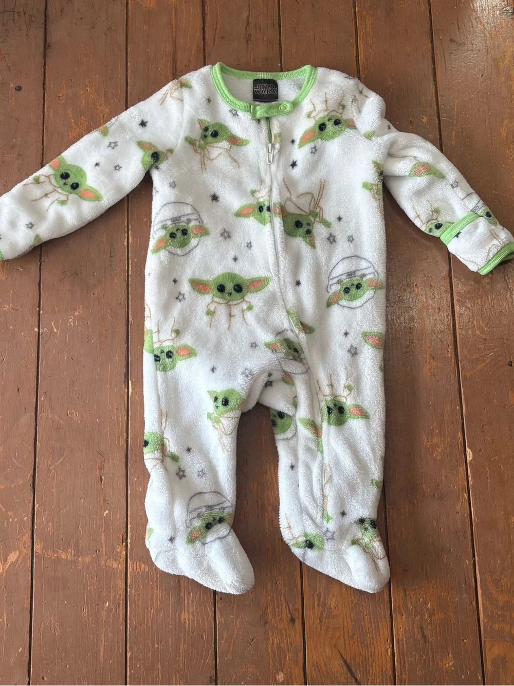 Star Wars White Microfleece Baby Yoda sleep-and-play Footed Romper